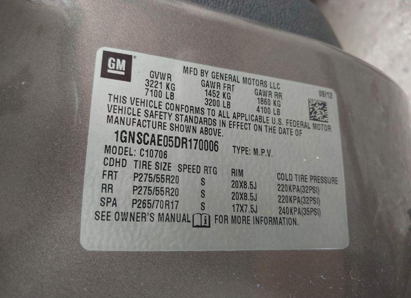 Photo 9 of 2013 Chevrolet Tahoe LS (VIN 1GNSCAE05DR170006)