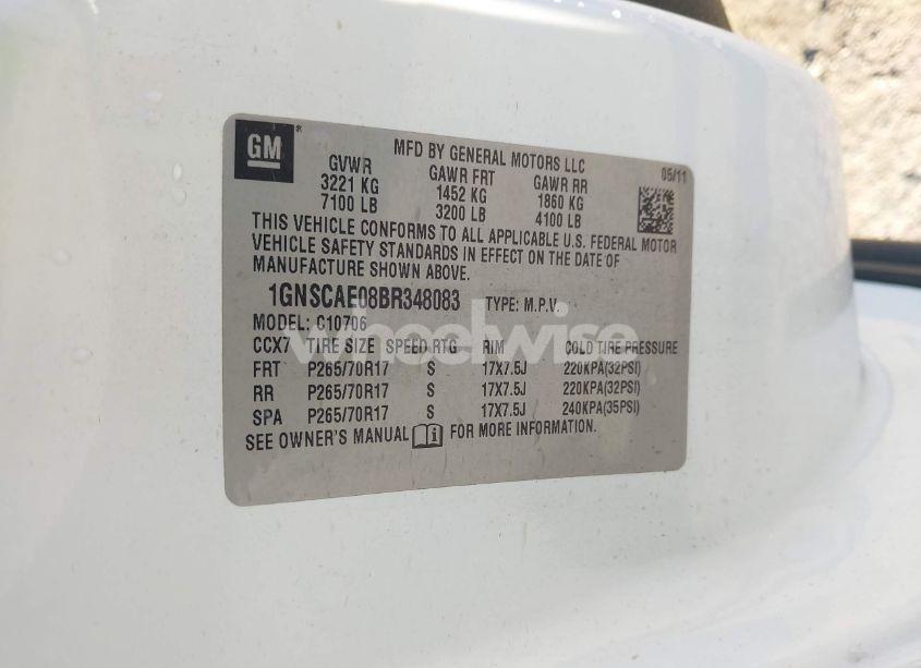 Photo 9 of 2011 Chevrolet Tahoe LS (VIN 1GNSCAE08BR348083)