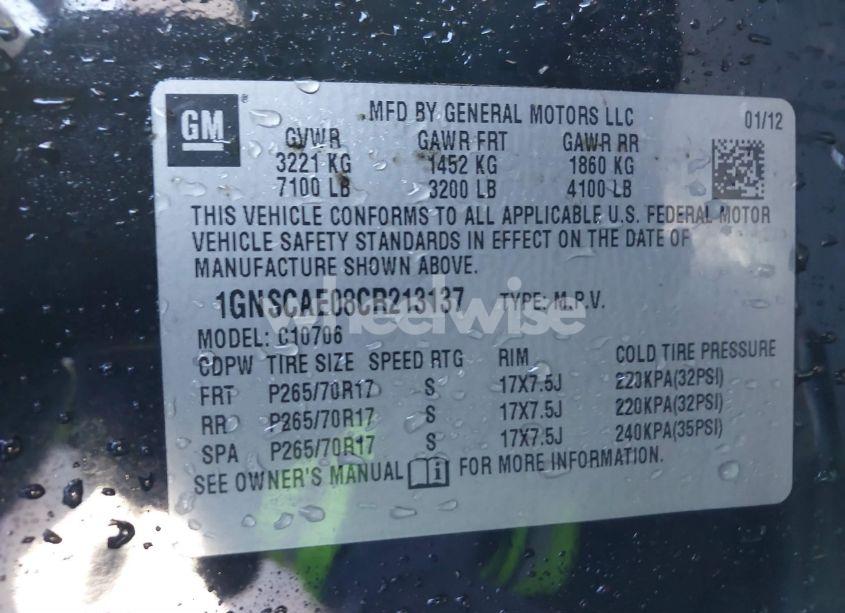 Photo 9 of 2012 Chevrolet Tahoe LS (VIN 1GNSCAE08CR213137)