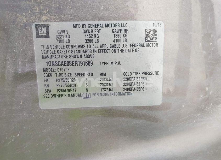 Photo 9 of 2014 Chevrolet Tahoe LS (VIN 1GNSCAE08ER191689)