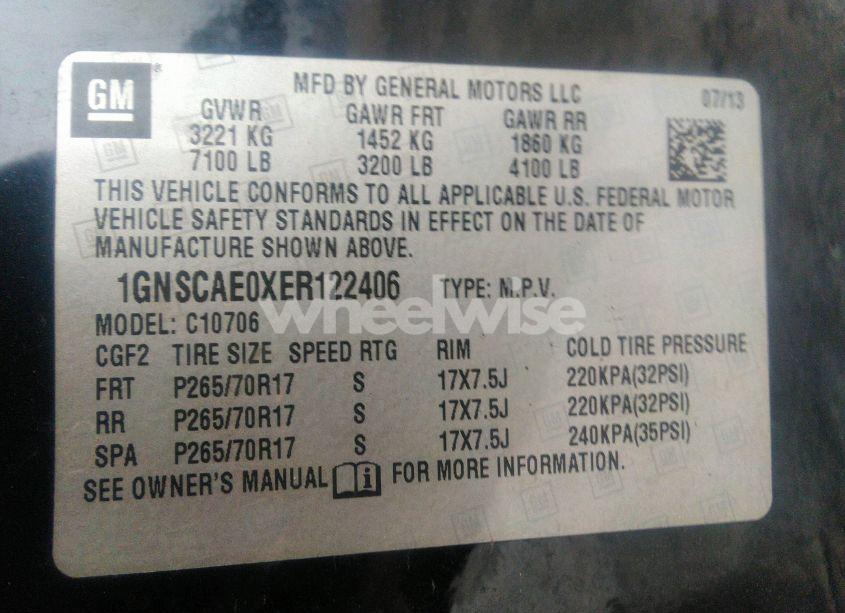 Photo 9 of 2014 Chevrolet Tahoe LS (VIN 1GNSCAE0XER122406)