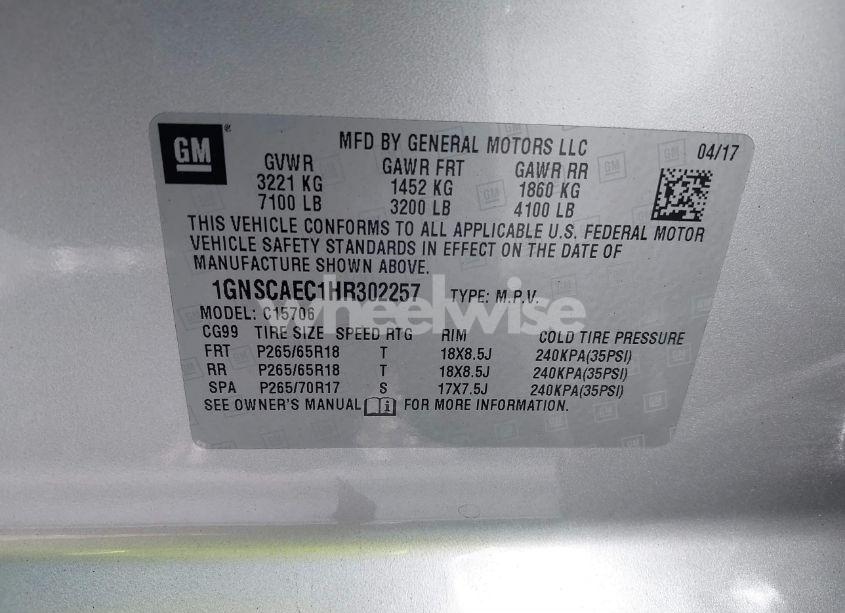 Photo 9 of 2017 Chevrolet Tahoe LS (VIN 1GNSCAEC1HR302257)