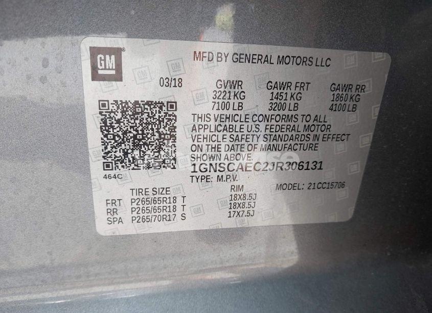 Photo 9 of 2018 Chevrolet Tahoe LS (VIN 1GNSCAEC2JR306131)