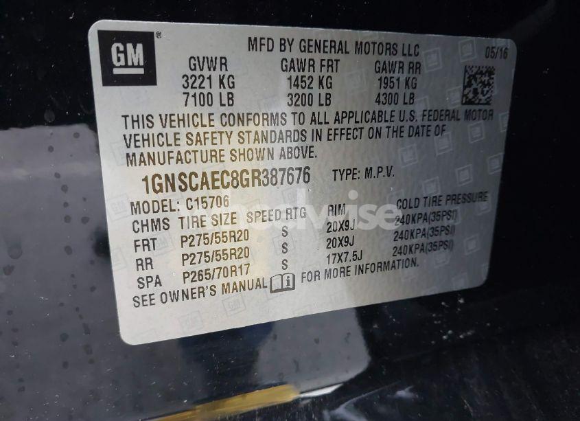 Photo 9 of 2016 Chevrolet Tahoe LS (VIN 1GNSCAEC8GR387676)