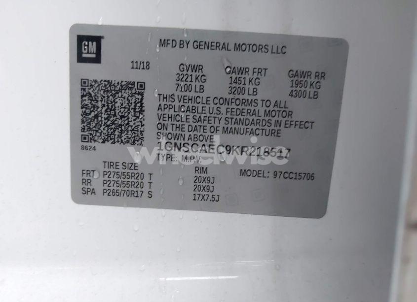 Photo 9 of 2019 Chevrolet Tahoe LS (VIN 1GNSCAEC9KR218517)