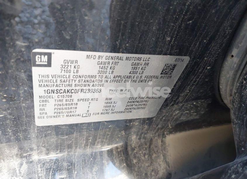 Photo 9 of 2015 Chevrolet Tahoe LS (VIN 1GNSCAKC0FR239363)