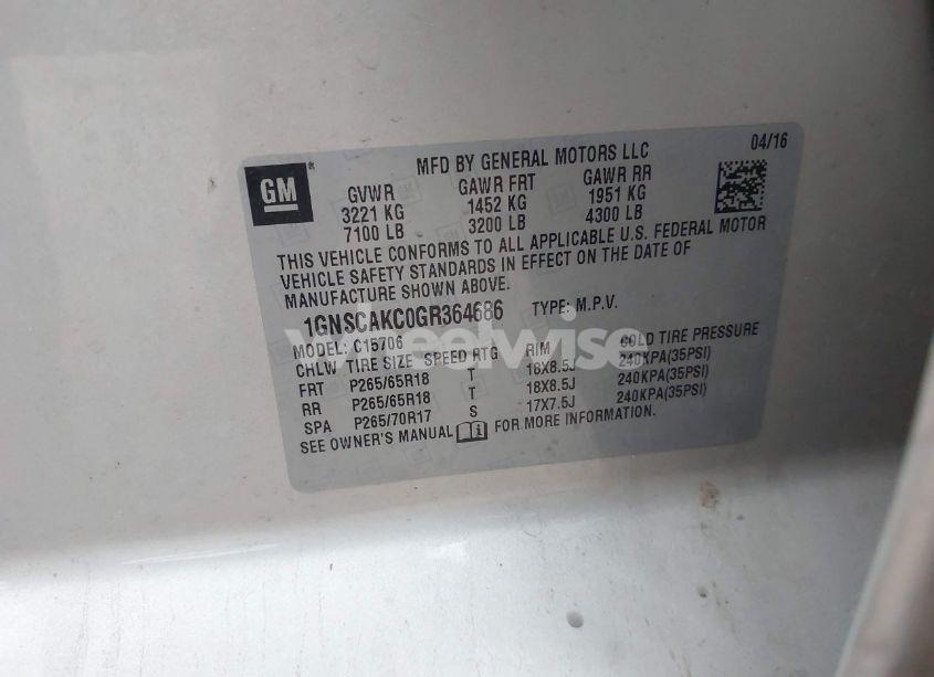 Photo 9 of 2016 Chevrolet Tahoe LS (VIN 1GNSCAKC0GR364686)