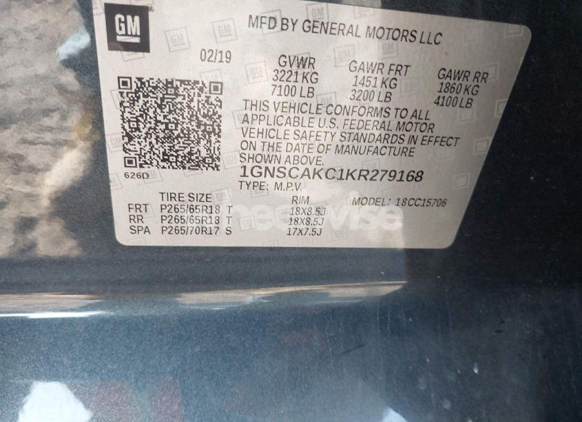 Photo 9 of 2019 Chevrolet Tahoe LS (VIN 1GNSCAKC1KR279168)