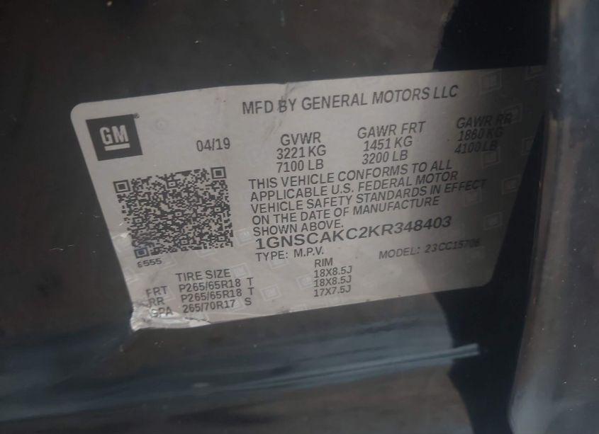 Photo 9 of 2019 Chevrolet Tahoe LS (VIN 1GNSCAKC2KR348403)