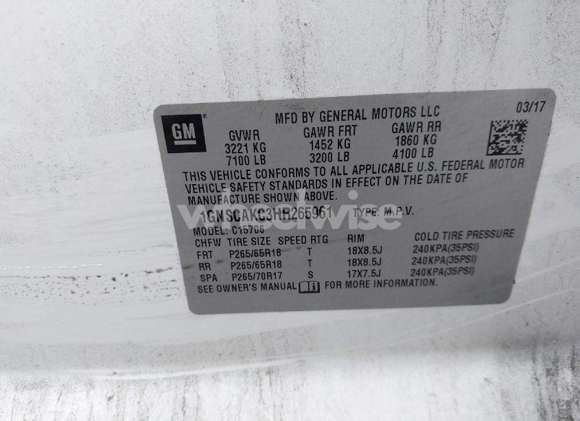 Photo 9 of 2017 Chevrolet Tahoe LS (VIN 1GNSCAKC3HR265961)