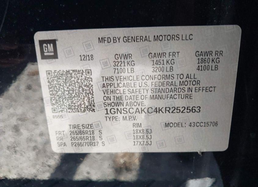 Photo 9 of 2019 Chevrolet Tahoe LS (VIN 1GNSCAKC4KR252563)