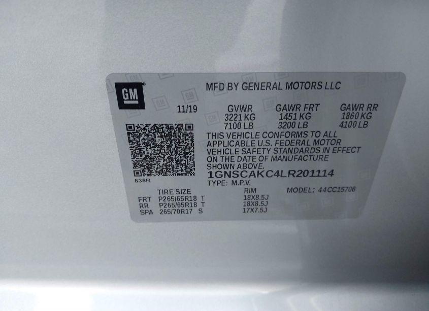 Photo 9 of 2020 Chevrolet Tahoe 2WD LS (VIN 1GNSCAKC4LR201114)