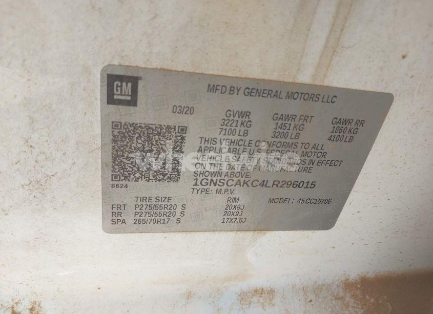 Photo 9 of 2020 Chevrolet Tahoe 2WD LS (VIN 1GNSCAKC4LR296015)