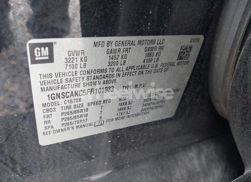 Photo 9 of 2015 Chevrolet Tahoe LS (VIN 1GNSCAKC5FR101933)