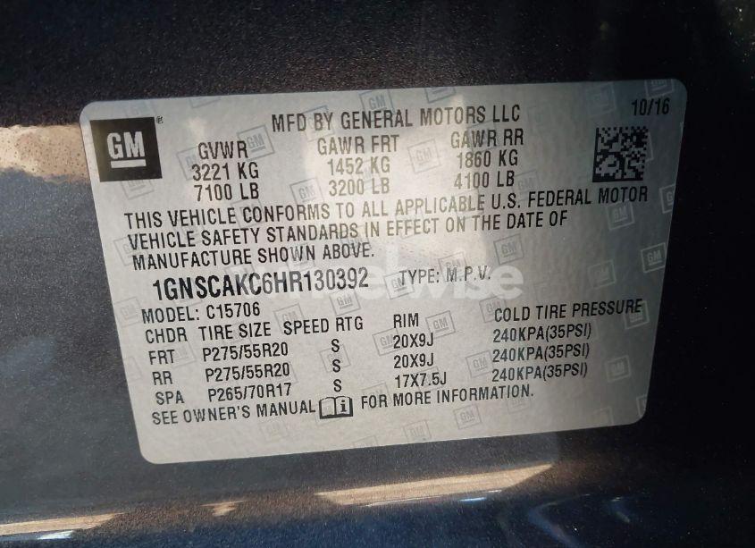 Photo 9 of 2017 Chevrolet Tahoe LS (VIN 1GNSCAKC6HR130392)