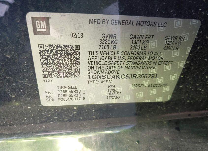 Photo 9 of 2018 Chevrolet Tahoe LS (VIN 1GNSCAKC6JR256791)