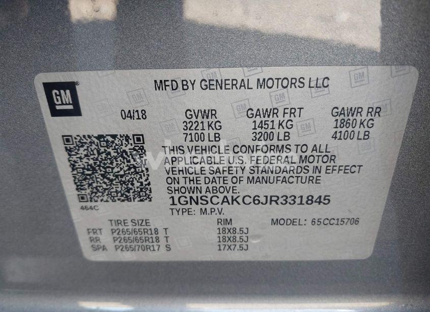 Photo 9 of 2018 Chevrolet Tahoe LS (VIN 1GNSCAKC6JR331845)