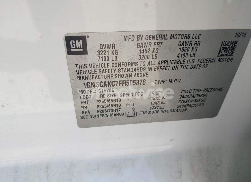 Photo 9 of 2015 Chevrolet Tahoe LS (VIN 1GNSCAKC7FR505378)