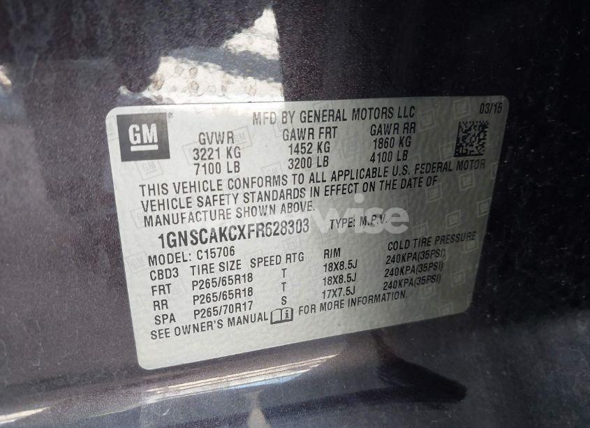 Photo 9 of 2015 Chevrolet Tahoe LS (VIN 1GNSCAKCXFR628303)