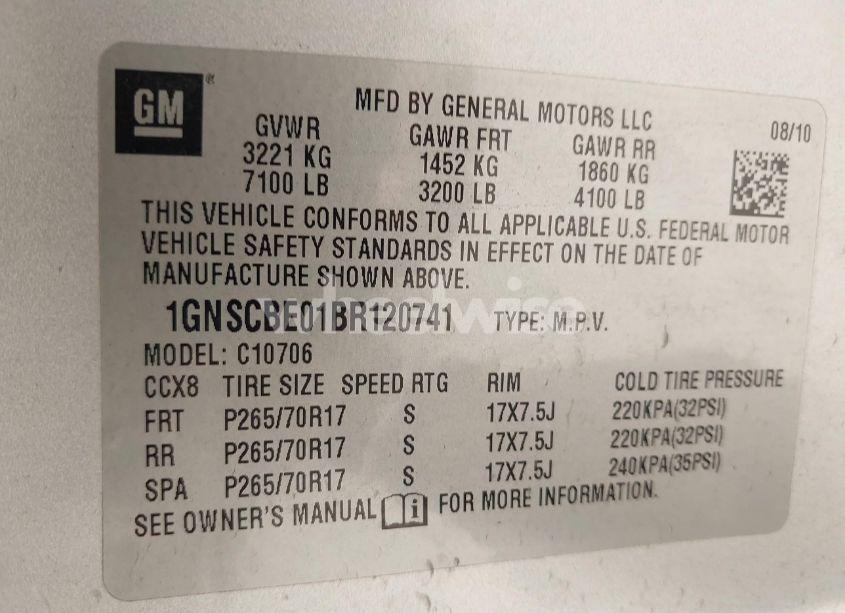 Photo 9 of 2011 Chevrolet Tahoe LT (VIN 1GNSCBE01BR120741)