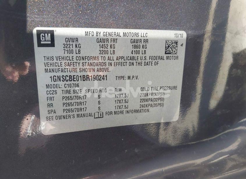 Photo 9 of 2011 Chevrolet Tahoe LT (VIN 1GNSCBE01BR190241)