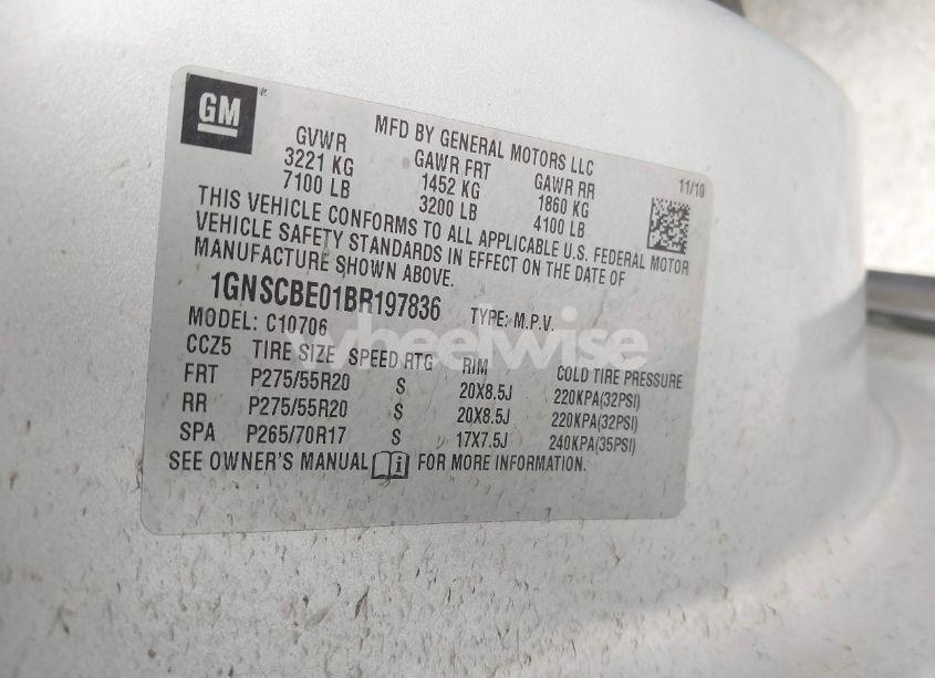 Photo 9 of 2011 Chevrolet Tahoe LT (VIN 1GNSCBE01BR197836)