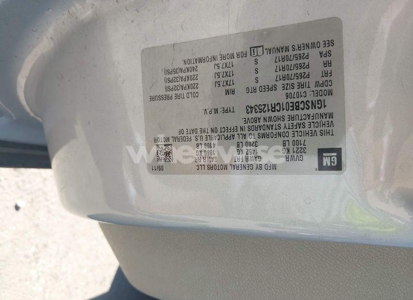 Photo 9 of 2012 Chevrolet Tahoe LT (VIN 1GNSCBE01CR125343)