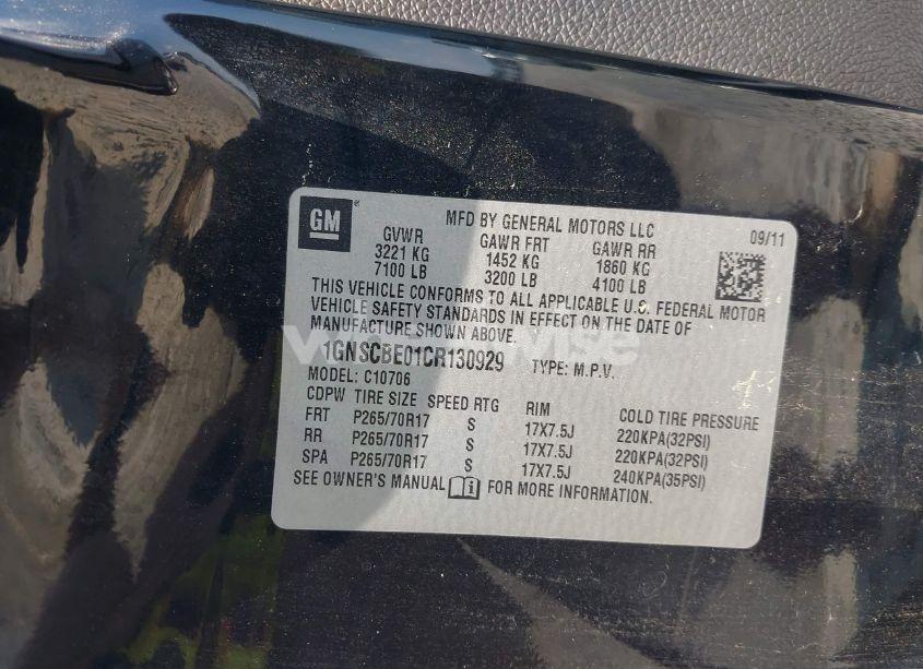 Photo 9 of 2012 Chevrolet Tahoe LT (VIN 1GNSCBE01CR130929)