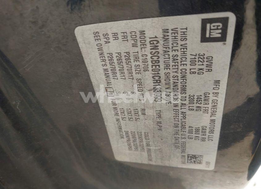 Photo 9 of 2012 Chevrolet Tahoe LT (VIN 1GNSCBE01CR133099)