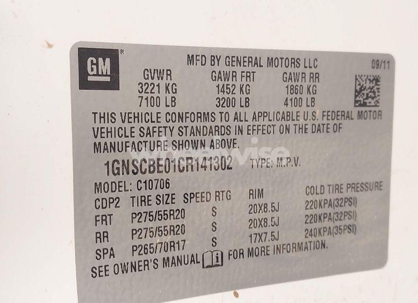 Photo 9 of 2012 Chevrolet Tahoe LT (VIN 1GNSCBE01CR141302)