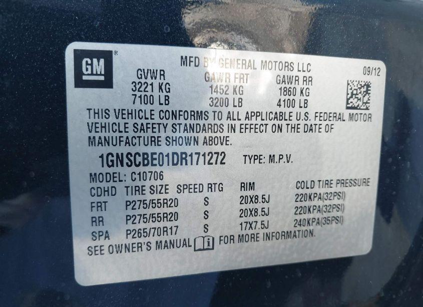 Photo 9 of 2013 Chevrolet Tahoe LT (VIN 1GNSCBE01DR171272)