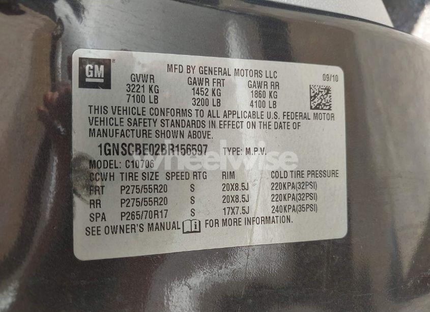 Photo 9 of 2011 Chevrolet Tahoe LT (VIN 1GNSCBE02BR156597)