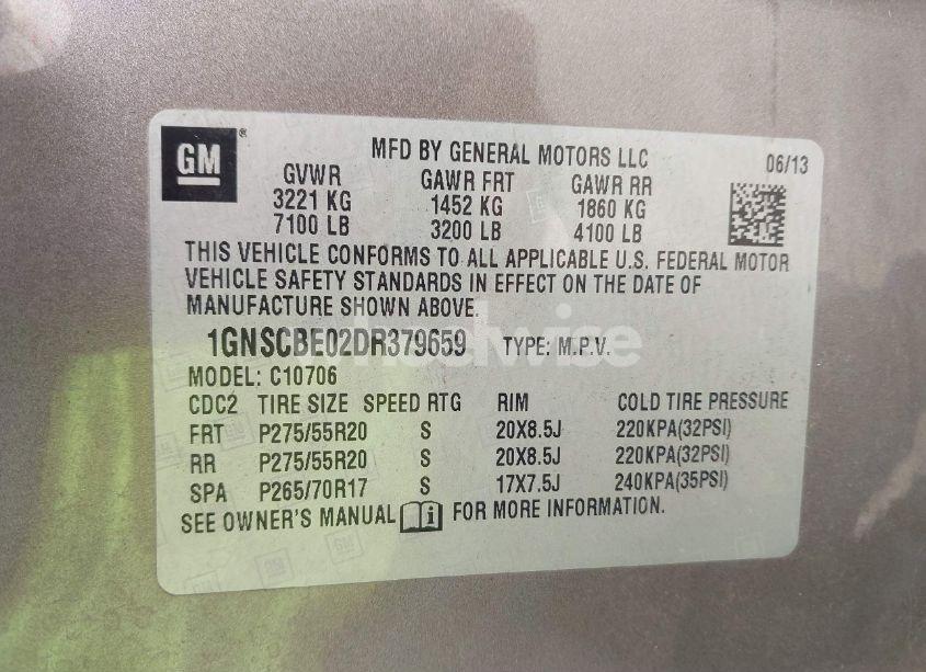 Photo 9 of 2013 Chevrolet Tahoe LT (VIN 1GNSCBE02DR379659)