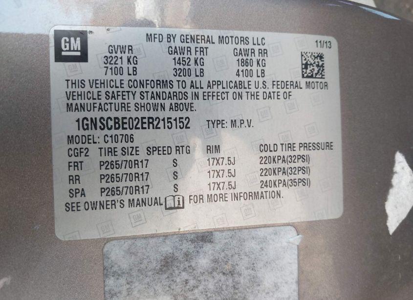 Photo 9 of 2014 Chevrolet Tahoe LT (VIN 1GNSCBE02ER215152)