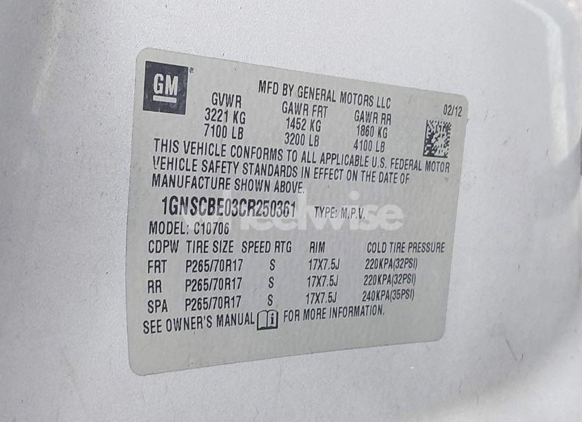 Photo 9 of 2012 Chevrolet Tahoe LT (VIN 1GNSCBE03CR250361)