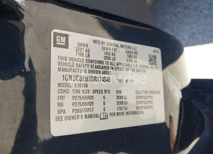 Photo 9 of 2013 Chevrolet Tahoe LT (VIN 1GNSCBE03DR174545)