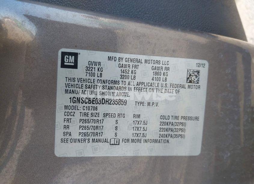 Photo 9 of 2013 Chevrolet Tahoe LT (VIN 1GNSCBE03DR235859)