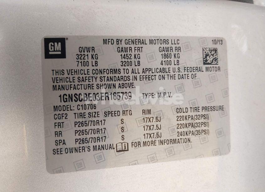 Photo 9 of 2014 Chevrolet Tahoe LT (VIN 1GNSCBE03ER185739)