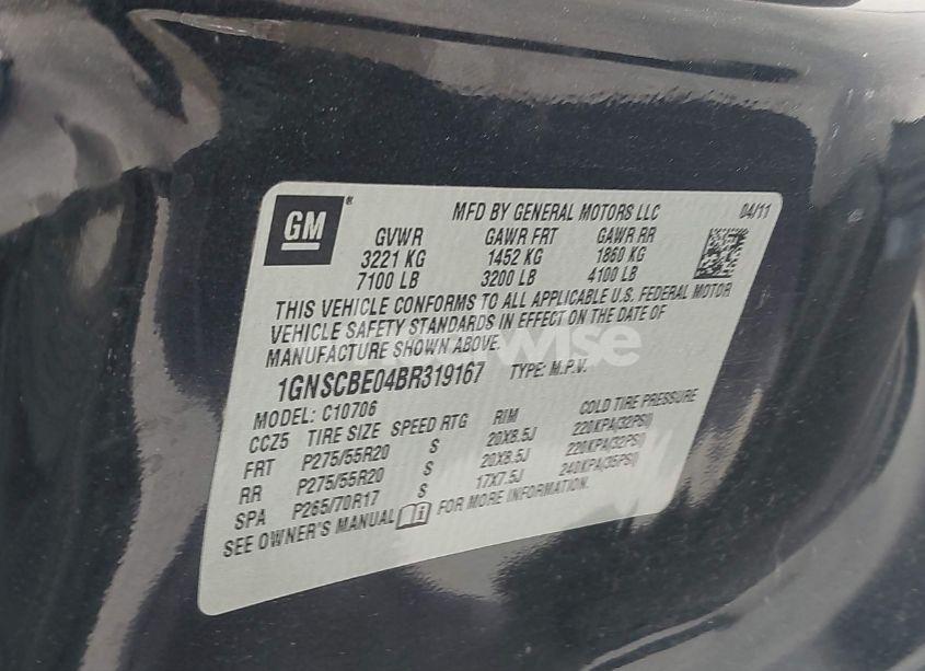 Photo 9 of 2011 Chevrolet Tahoe LT (VIN 1GNSCBE04BR319167)