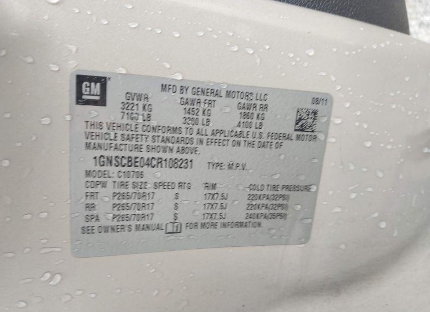 Photo 9 of 2012 Chevrolet Tahoe LT (VIN 1GNSCBE04CR108231)