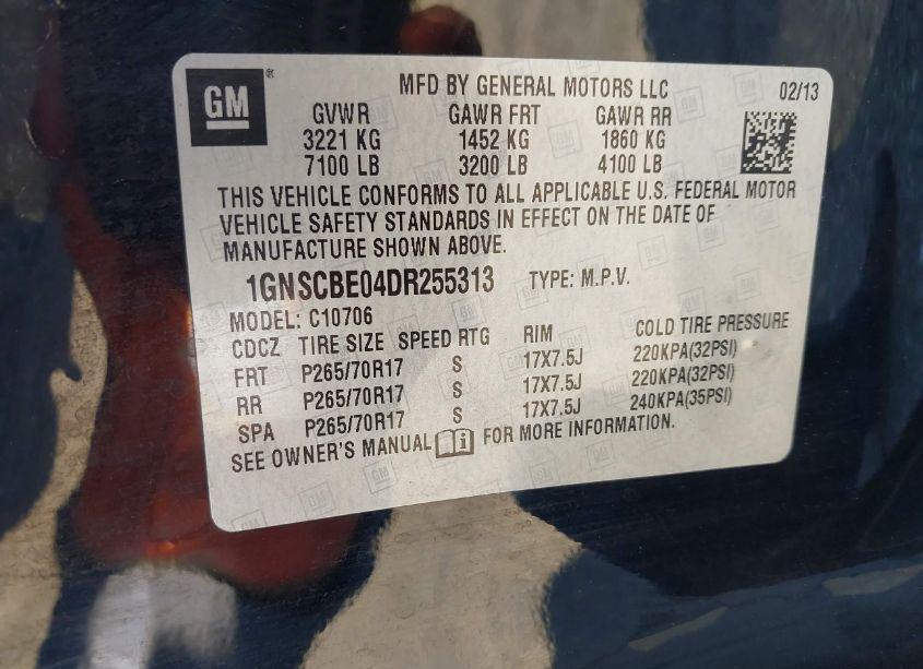 Photo 9 of 2013 Chevrolet Tahoe LT (VIN 1GNSCBE04DR255313)