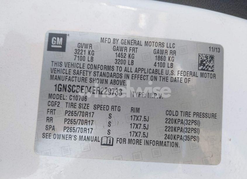 Photo 9 of 2014 Chevrolet Tahoe LT (VIN 1GNSCBE04ER229733)