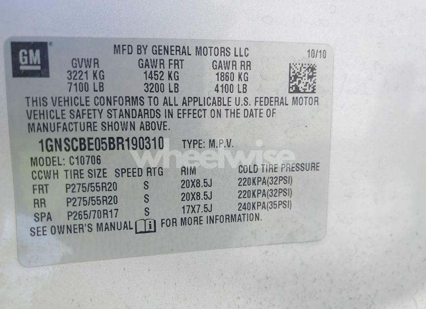 Photo 9 of 2011 Chevrolet Tahoe LT (VIN 1GNSCBE05BR190310)