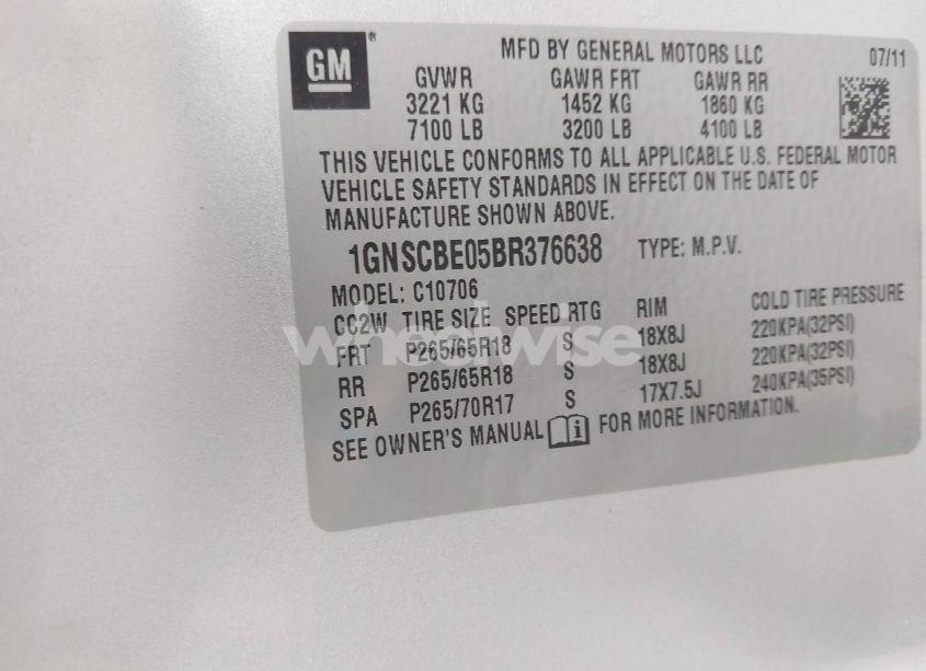 Photo 9 of 2011 Chevrolet Tahoe LT (VIN 1GNSCBE05BR376638)