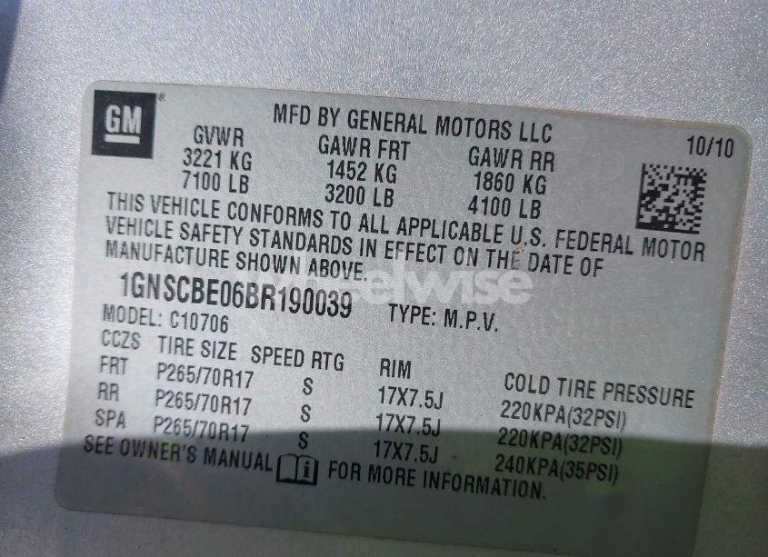 Photo 9 of 2011 Chevrolet Tahoe LT (VIN 1GNSCBE06BR190039)