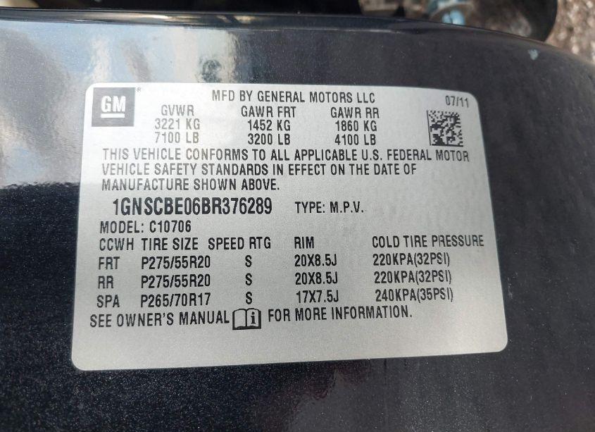 Photo 9 of 2011 Chevrolet Tahoe LT (VIN 1GNSCBE06BR376289)