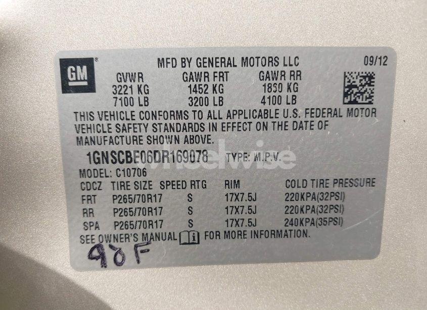 Photo 9 of 2013 Chevrolet Tahoe LT (VIN 1GNSCBE06DR169078)