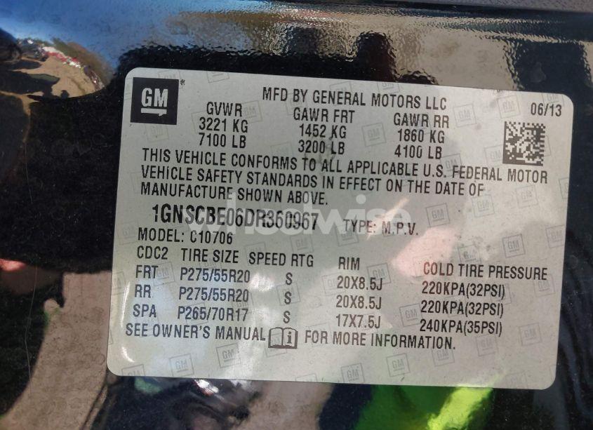 Photo 9 of 2013 Chevrolet Tahoe LT (VIN 1GNSCBE06DR360967)