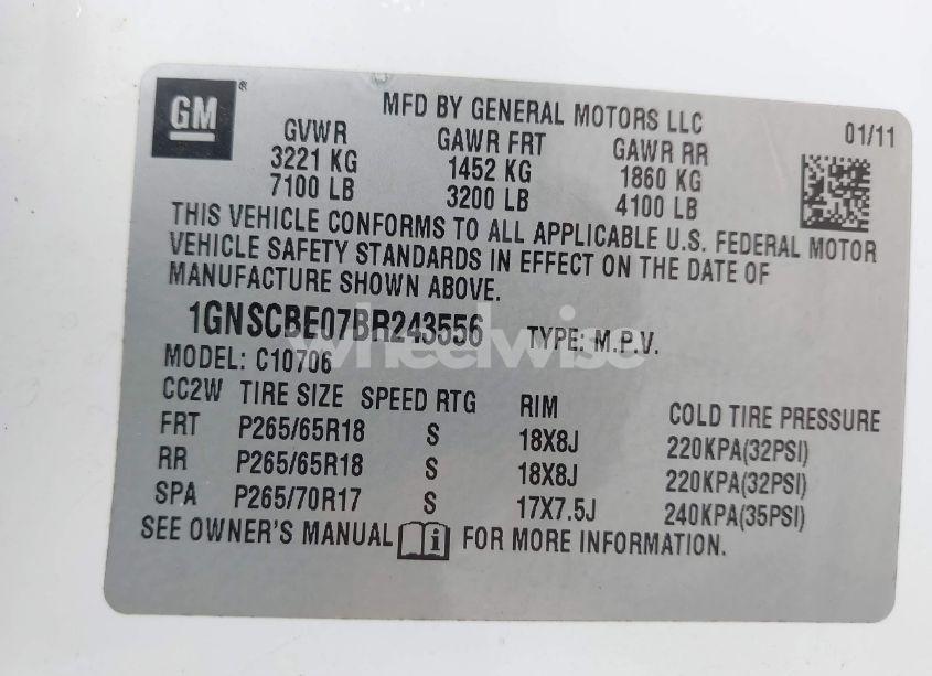 Photo 9 of 2011 Chevrolet Tahoe LT (VIN 1GNSCBE07BR243556)