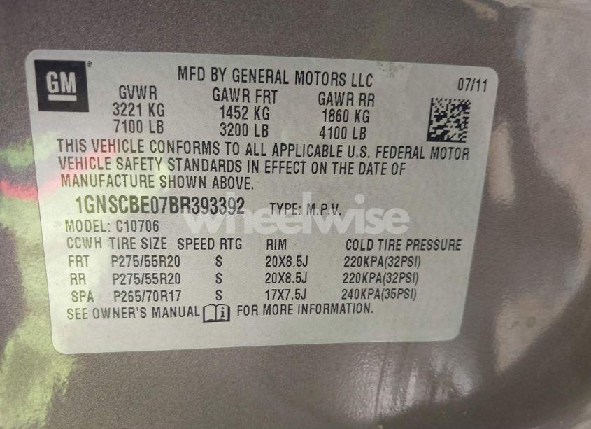 Photo 9 of 2011 Chevrolet Tahoe LT (VIN 1GNSCBE07BR393392)